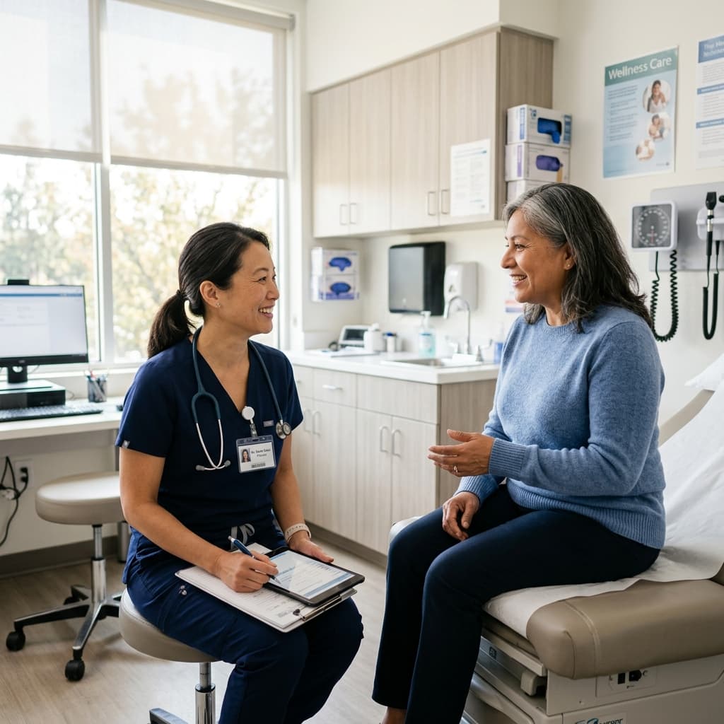 Clinician with patient